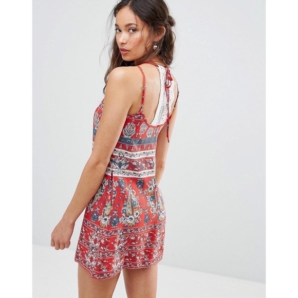 Band of Gypsies Dress Festival Boho Crochet Back Paisley Red S - Picture 2 of 8